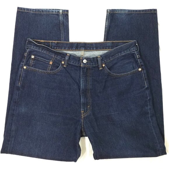 Levi 550 Dark Relaxed Fit Slightly Tapered Leg Denim Jeans Mens Size 40 x 32.5 - Picture 5 of 11